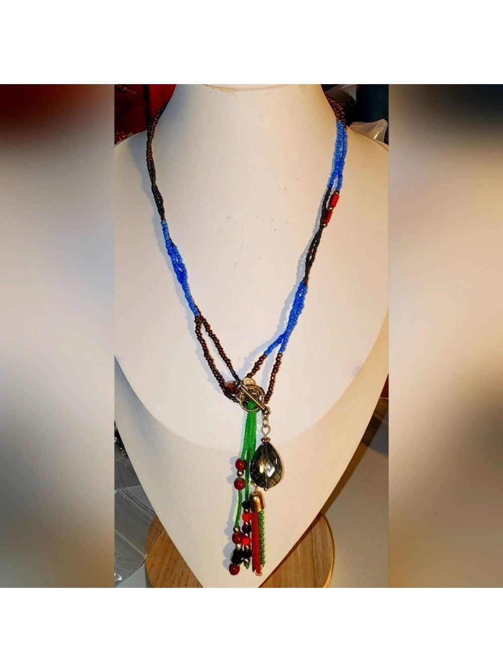Premier Design Multicolor Beaded Necklace w/Tassel 12" or 24" New In Bag